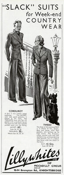 Advert for Lillywhites women in trousers 1938