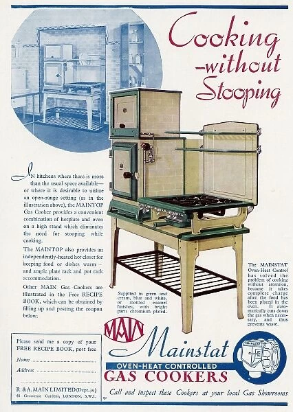 Advert for Main Mainstat gas cookers with no stooping