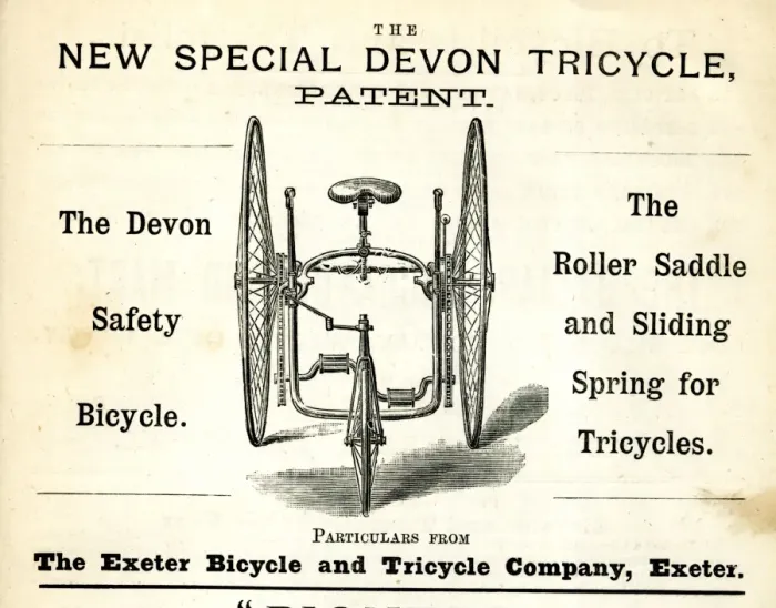 Framed Print : 1880s Print - The New Special Devon Tricycle Advertisement Framed Print : 1880s Print - The New Special Devon Tricycle Advertisement