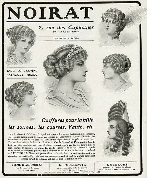Advert for Noirat, hair and beauty 1912