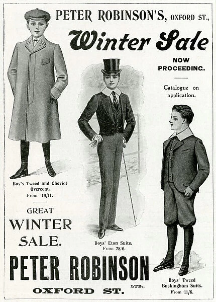 Advert for Peter Robinsons boys clothing 1902