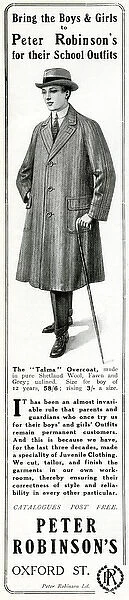Advert for Peter Robinsons school outfits 1915