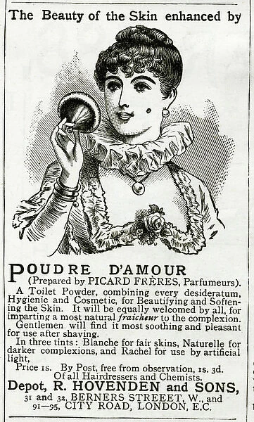 Advert for R. Hovenden and Sons, puff powder 1889