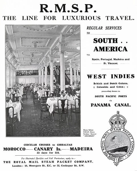Advert for R. M. S. P. Luxurious Travel 1915