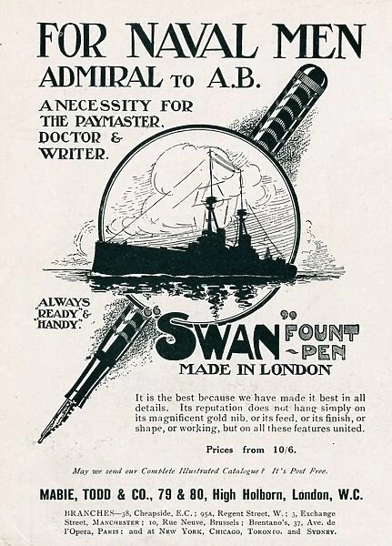 Advert for Swan fountain pens 1914