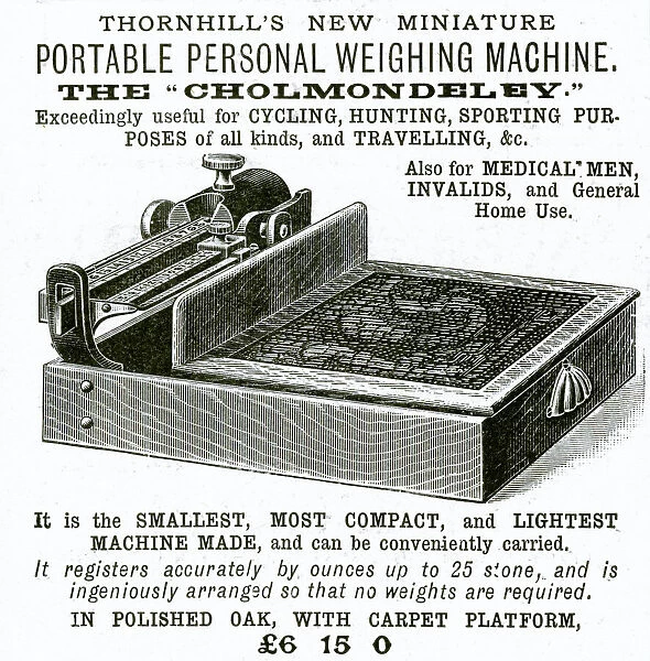 Advert for Thornhills portable weighing machine 1895