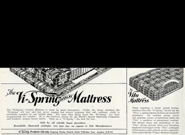Advert for Vi-spring Mattress 1934