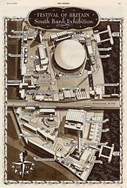 Aerial plan of the Festival of Britain site, London