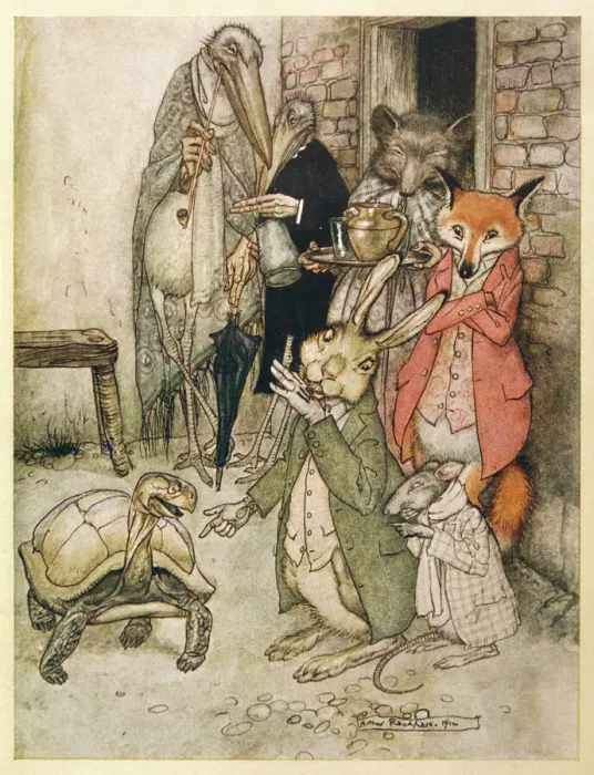 Framed Print : Lithograph Print of Aesop's Fable The Hare and the Tortoise Framed Print : Lithograph Print of Aesop's Fable The Hare and the Tortoise