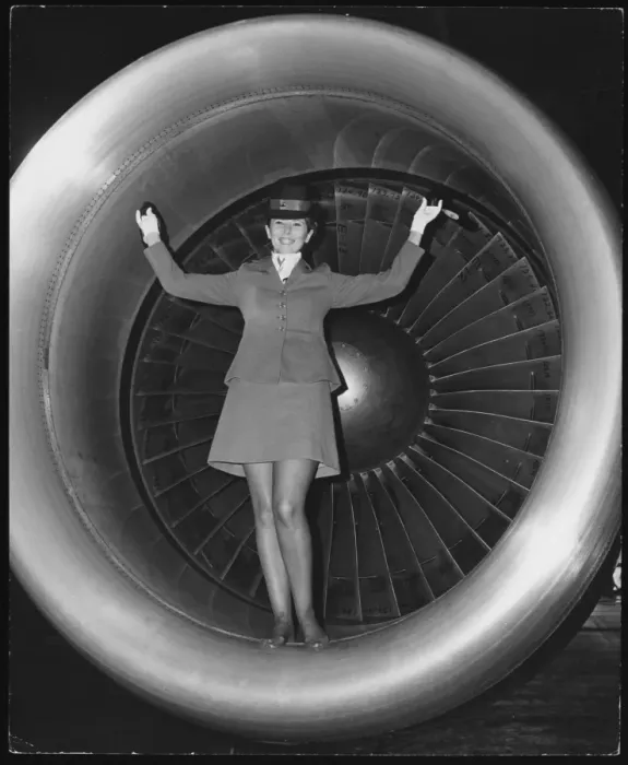 Framed Print : Air Hostess on DC-10 Laker Skytrain Print Framed Print : Air Hostess on DC-10 Laker Skytrain Print