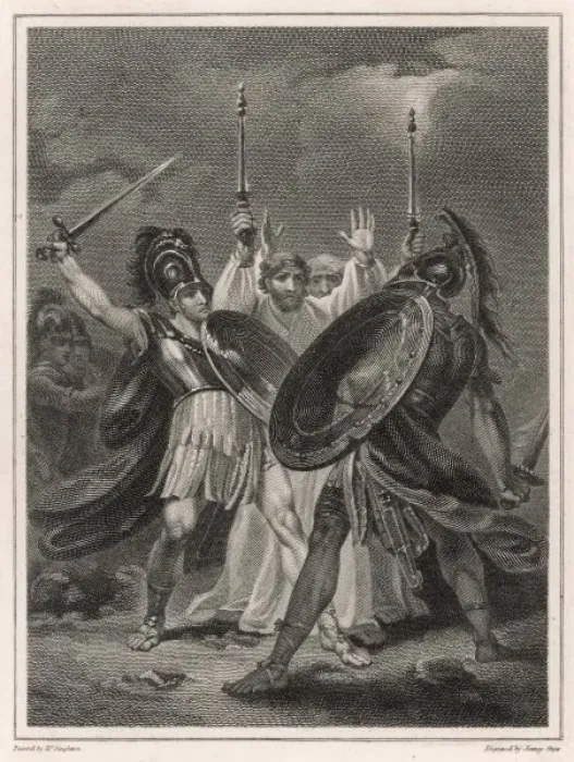 Framed Print : Print of Ajax Fights Hector Framed Print : Print of Ajax Fights Hector