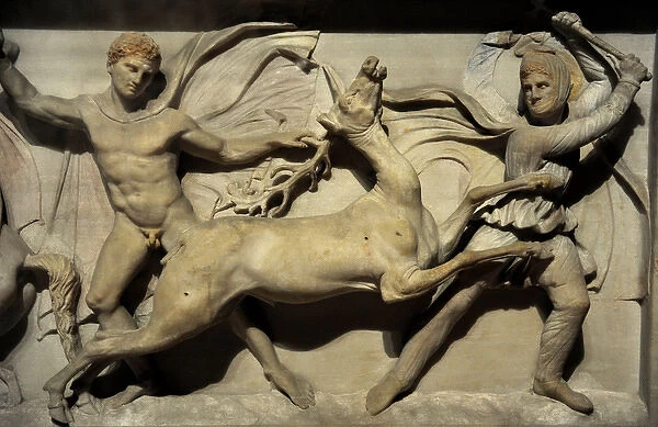 Alexander Sarcophagus. 4th century BC. Alexander and the Mac