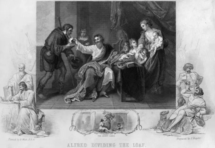 Framed Print : Print of Alfred Divides his Loaf Framed Print : Print of Alfred Divides his Loaf