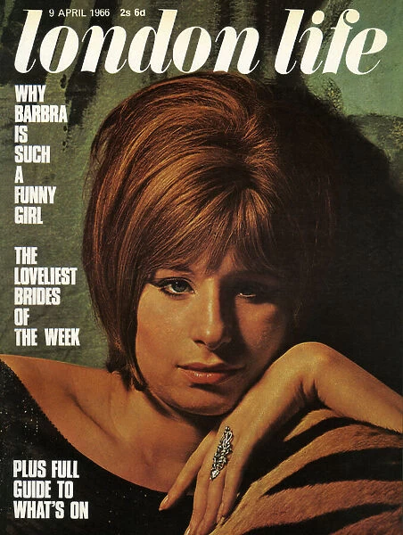 American actress and singer Barbara Streisand (1942-) featured on the cover of London