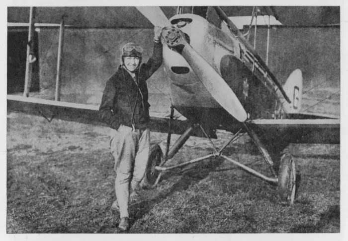 Framed Print : Amy Johnson Standing next to the Gypsy Moth Print Framed Print : Amy Johnson Standing next to the Gypsy Moth Print