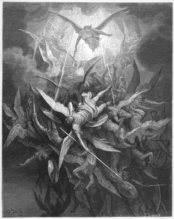 Framed Print : Print of Angels Fighting The struggle between Good and Bad Framed Print : Print of Angels Fighting The struggle between Good and Bad