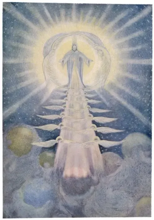 Framed Print : Print of God and his Angels enthroned on high in the Heavens Framed Print : Print of God and his Angels enthroned on high in the Heavens