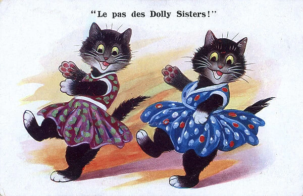 Two anthropomorphic cat entertainers as The Dolly Sisters