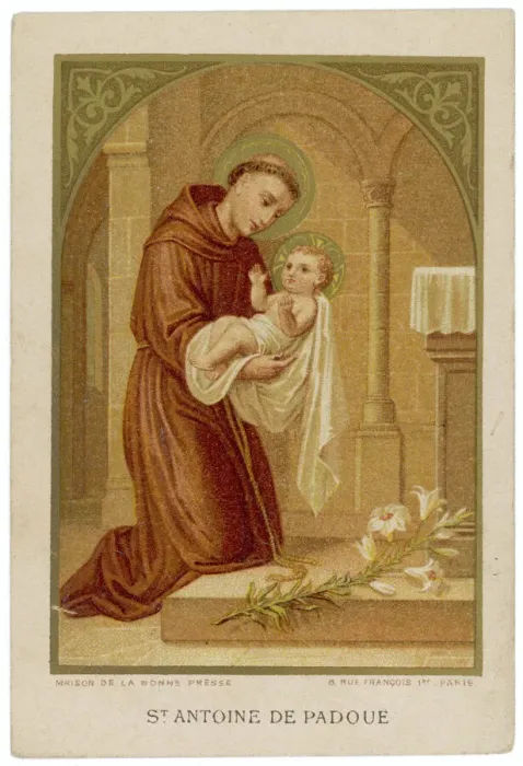 Framed Print : Antony of Padua Print, depicting the saint holding the infant Jesus Framed Print : Antony of Padua Print, depicting the saint holding the infant Jesus