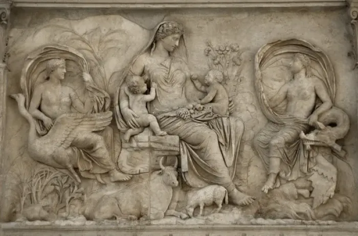 Framed Print : Ara Pacis Augustae Tellus Panel Print, Roman Art, 13 BC Framed Print : Ara Pacis Augustae Tellus Panel Print, Roman Art, 13 BC