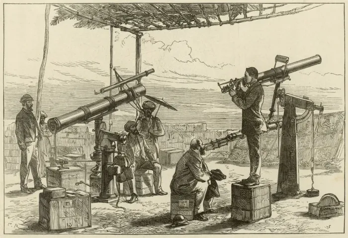 Framed Print : Print of astronomers observing a total solar eclipse in India Framed Print : Print of astronomers observing a total solar eclipse in India