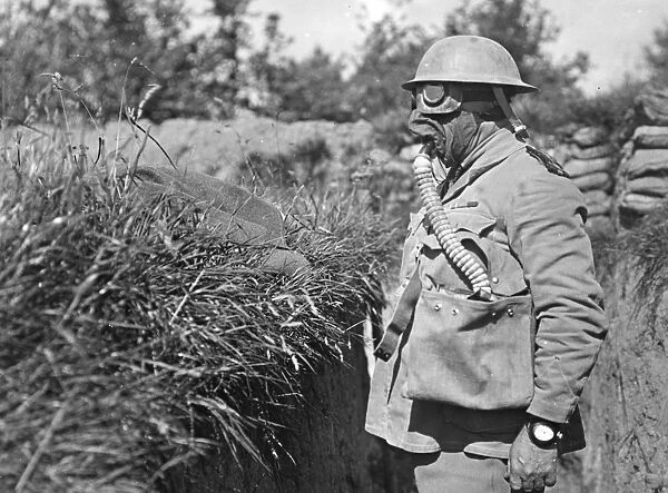 Australian chaplain in box respirator, France, WW1