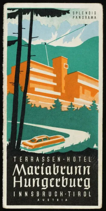 Framed Print : Art Deco Hotel Label Print: TERRASSEN HOTEL, Innsbruck Framed Print : Art Deco Hotel Label Print: TERRASSEN HOTEL, Innsbruck