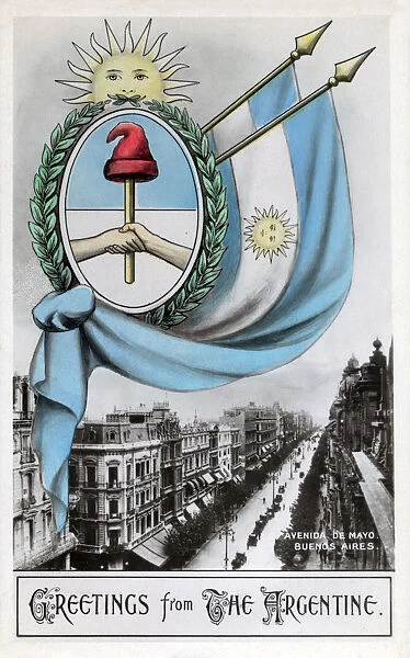 Avenida de Mayo, Buenos Aires, Argentina - Patriotic card