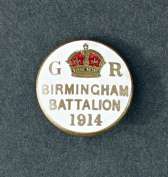 Badge with G R and Crown, Birmingham Battalion