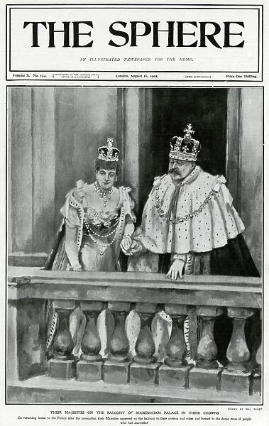 On Balcony Edward VII and Queen Alexandra Coronation 1902