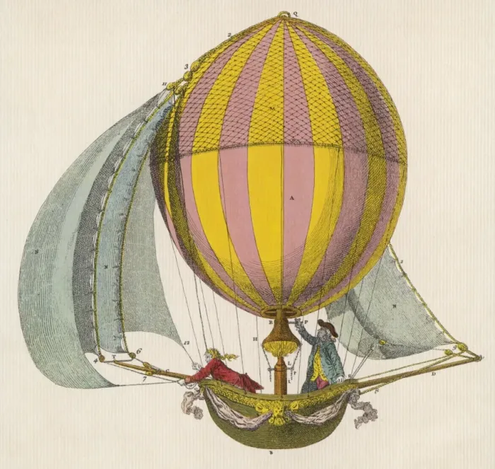 Framed Print : Dirigible Balloon Design Print 1785 Framed Print : Dirigible Balloon Design Print 1785