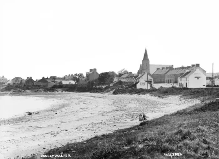 Framed Print : Ballywalter Print: A View of the Town from the Beach Framed Print : Ballywalter Print: A View of the Town from the Beach