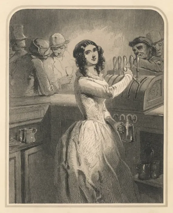 Framed Print : Barmaid Pulls a Pint Print Framed Print : Barmaid Pulls a Pint Print