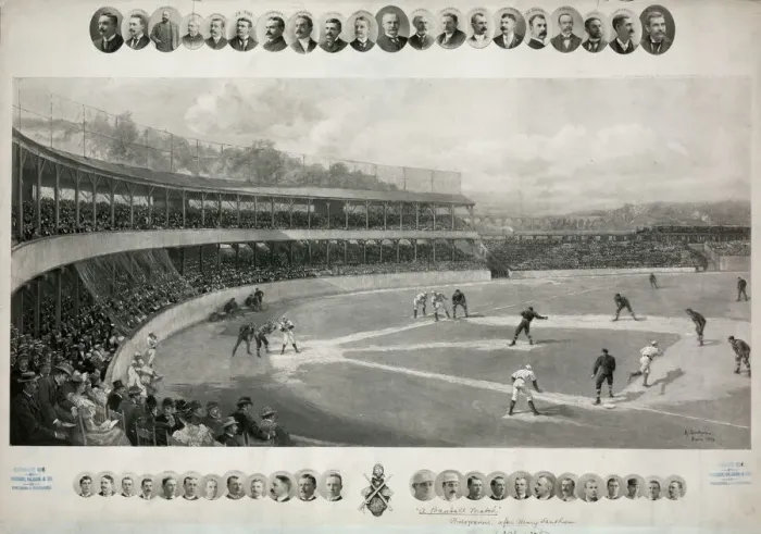 Framed Print : 1894 Temple Cup Playoff Game Print at Polo Grounds, New York Framed Print : 1894 Temple Cup Playoff Game Print at Polo Grounds, New York