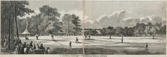 Framed Print : A Baseball Match at the Elysian Fields, Hoboken Print 1859 Framed Print : A Baseball Match at the Elysian Fields, Hoboken Print 1859