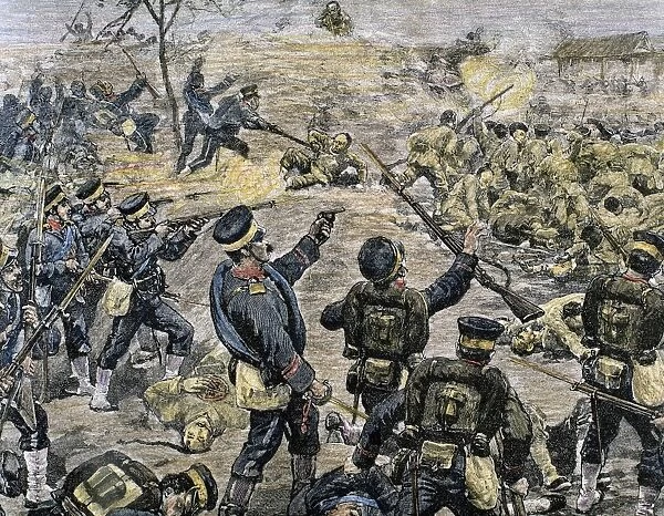 Battle of Ping-Yang, 1894. Engraving