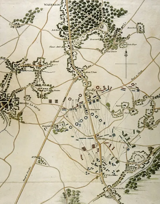 Framed Print : Waterloo Battle Plan Print 1815