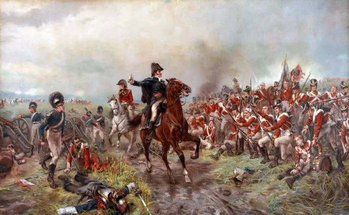 Framed Print : Waterloo Battle Print: Coloured Lithograph 1815 Framed Print : Waterloo Battle Print: Coloured Lithograph 1815