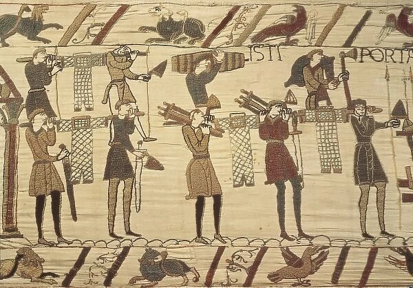 Bayeux Tapestry. 1066-1077. Ttransport of weapon