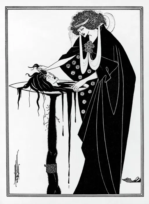 Framed Print : Beardsley Print: Salome's Reward, a Dancer Holding the Head