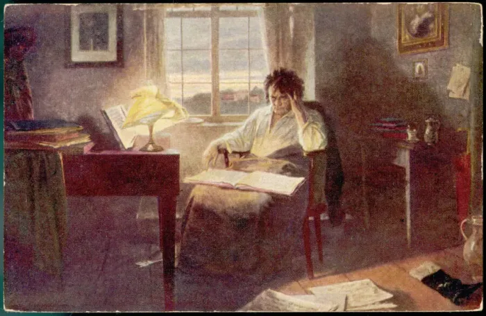 Framed Print : Print of Beethoven Composing Framed Print : Print of Beethoven Composing