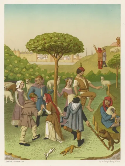 Framed Print : Belgian Print: Peasants Dancing Around a Tree Framed Print : Belgian Print: Peasants Dancing Around a Tree