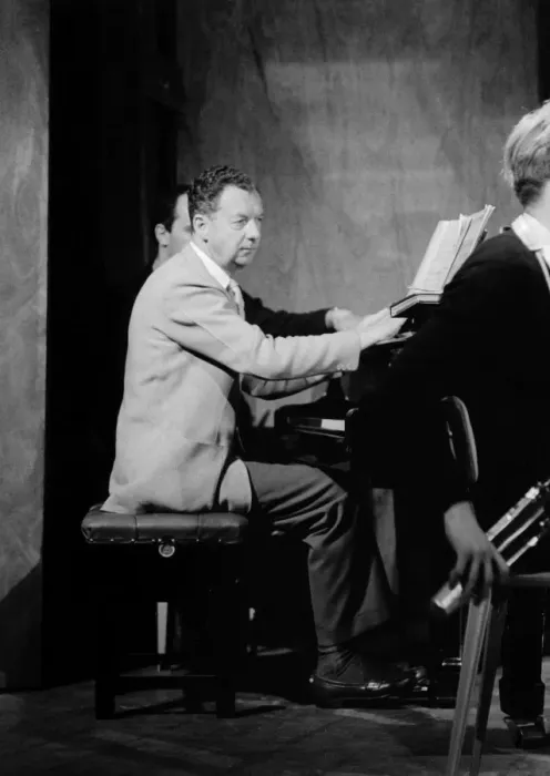Framed Print : Benjamin Britten Working on Score Print Framed Print : Benjamin Britten Working on Score Print