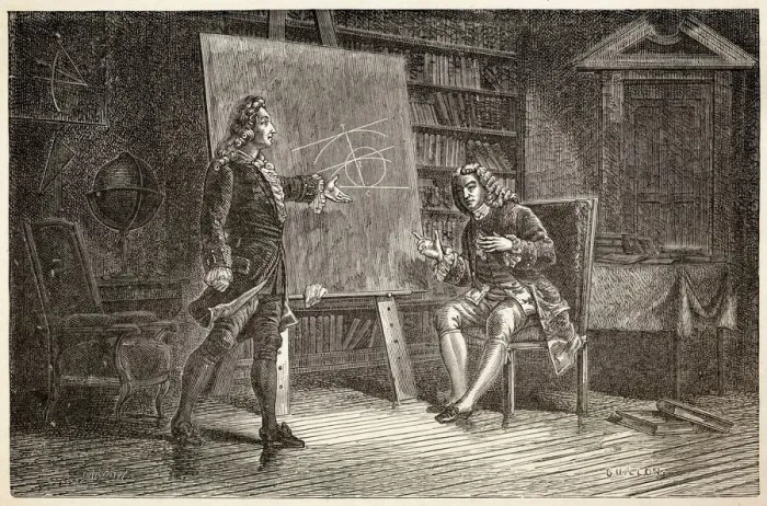 Framed Print : Print of Bernoulli Brothers Working on Geometry Problem Framed Print : Print of Bernoulli Brothers Working on Geometry Problem