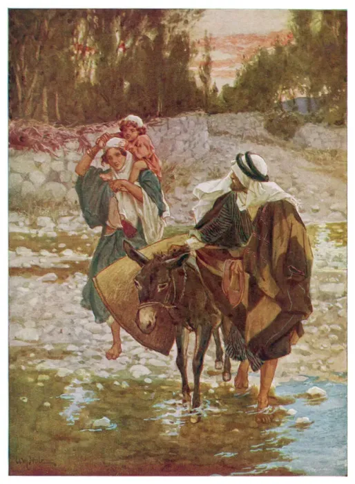 Framed Print : Print of Flight to Egypt, Joseph and Mary with the infant Jesus Framed Print : Print of Flight to Egypt, Joseph and Mary with the infant Jesus