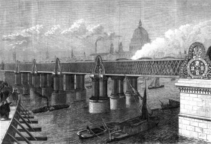 Framed Print : Blackfriars Railway Bridge Print, 1864 Framed Print : Blackfriars Railway Bridge Print, 1864