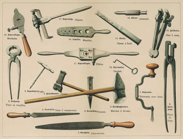 Framed Print : Blacksmith Tools Print 1875 Framed Print : Blacksmith Tools Print 1875