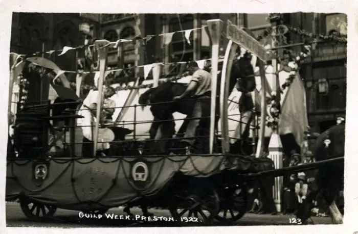 Framed Print : Blacksmiths Float - Shoeing Force Print, Preston 1922 Framed Print : Blacksmiths Float - Shoeing Force Print, Preston 1922