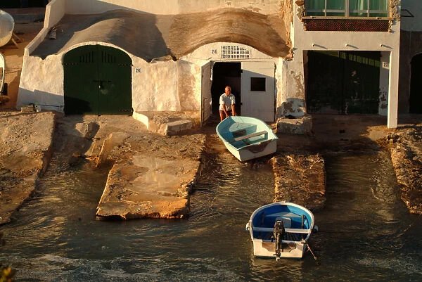 Boathouse in the small cove of Alcaufar, Menorca, Spain