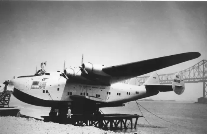 Framed Print : Pan Am Boeing 314A Beached Print (Forward View) Framed Print : Pan Am Boeing 314A Beached Print (Forward View)
